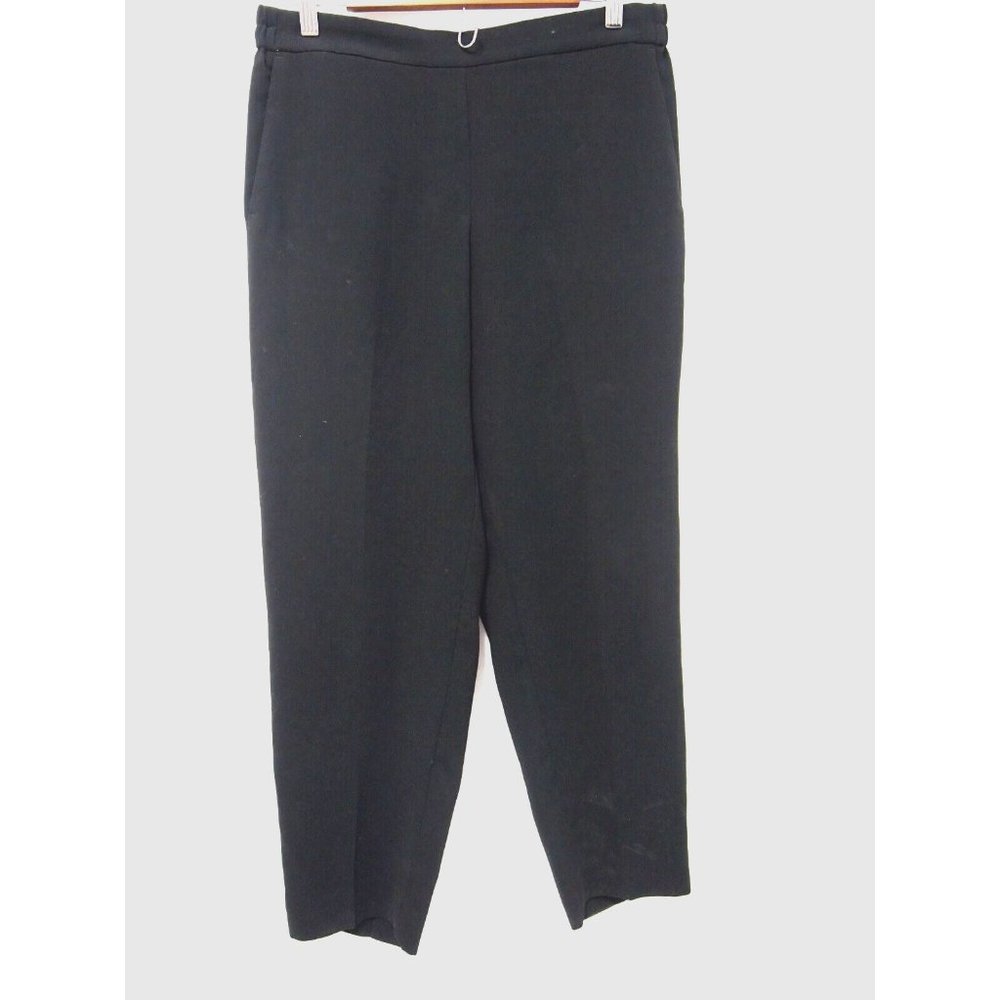 J.Crew Womens Dress Pants 12 Black Elastic Waist Tapered Chiffon Workwear